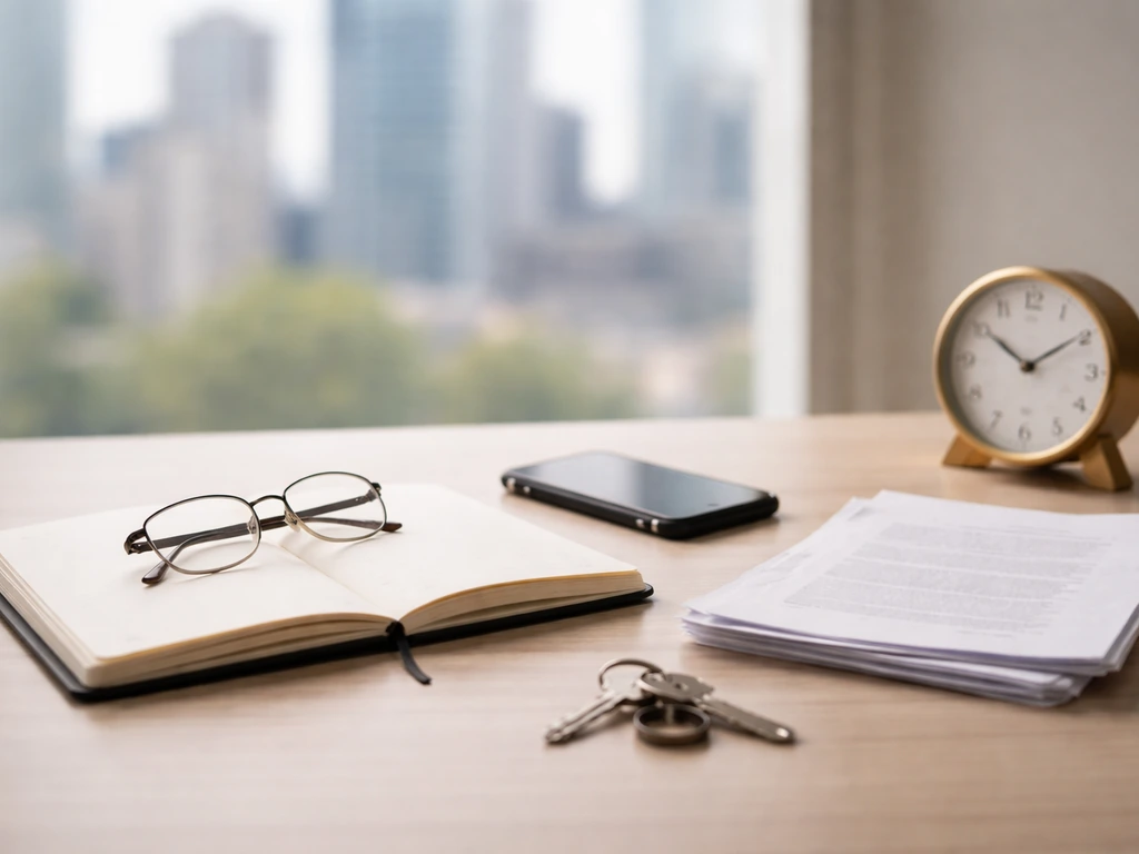 Desk with notebook, glasses, and printed pages, symbolizing cross-checking sources for online net worth claims.