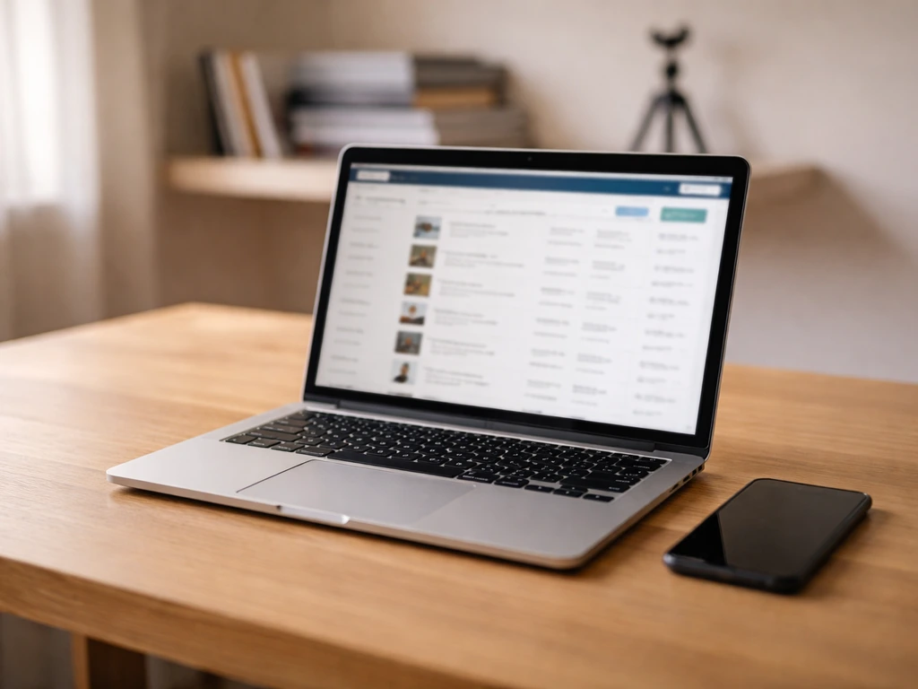 Laptop and smartphone on a desk, suggesting self-checking online rich lists and sources.